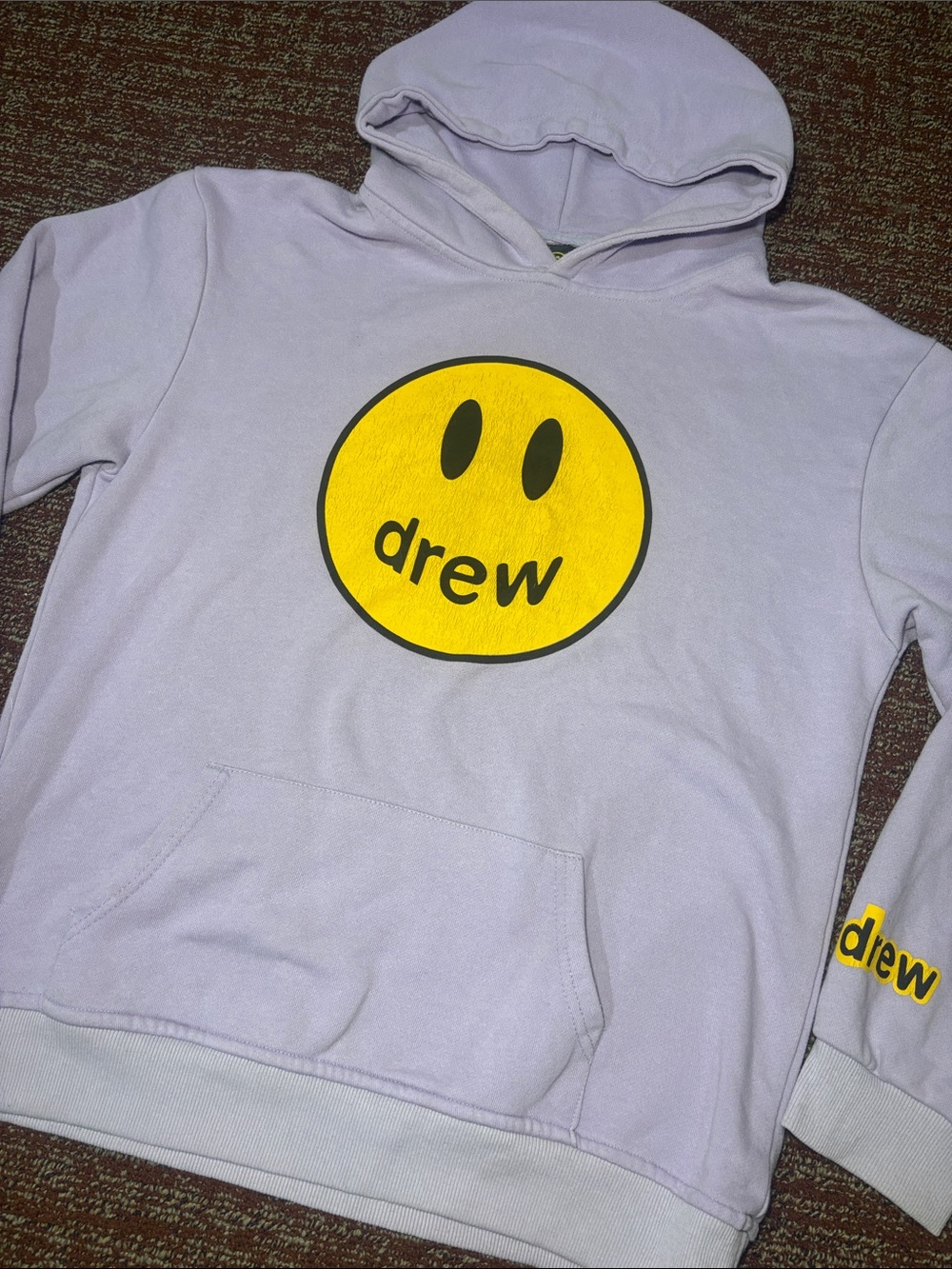 Drew skate house hoodie lavender lilac light purple smiley logo sweatshirt